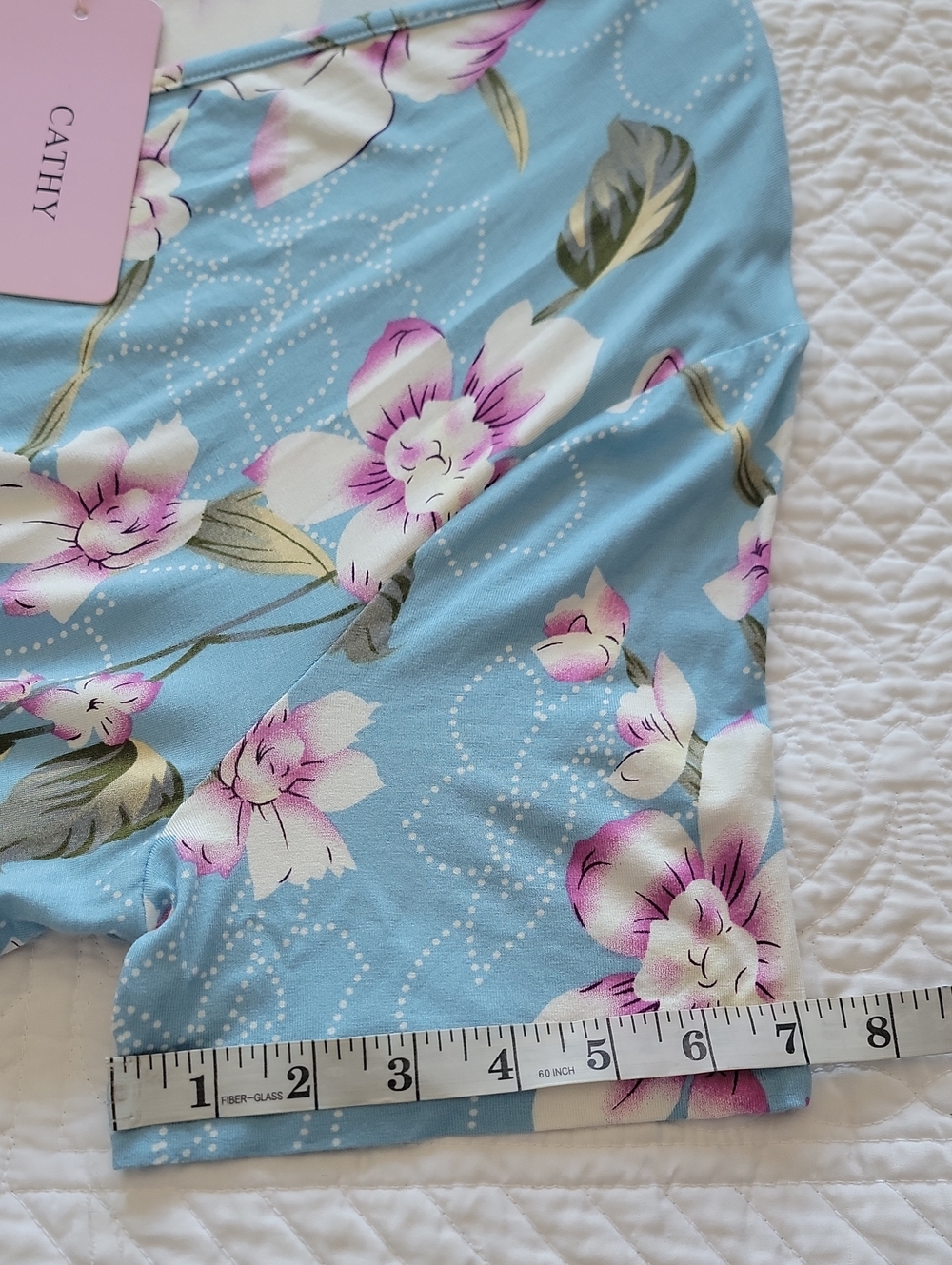 Light Blue And Purple Floral Maxi Dress - V-Neck Women’s Dress With Pockets - Picture 12 of 15